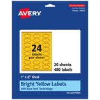 Avery Printable Oval Labels, Sure Feed Technology, 1" x 2", Bright Yellow Labels, Print-to-The-Edge, Laser/Inkjet Printable, 480 Total, Great for Soaps and Candles 480 labels
