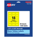 Avery Printable Rectangle Labels, Sure Feed Technology, 1-1/4" x 2-3/8", Neon Yellow Labels, Print-to-The-Edge, Laser/Inkjet Printable, 1,440 Total, Great for Mailing 1,440 labels