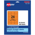 Avery Printable Rectangle Labels, Sure Feed Technology, 1" x 2-1/2", Bright Orange Labels, Laser/Inkjet Printable, 480 Total, Great for Mailing 480 labels