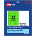 Avery Printable Rectangle Labels, Sure Feed Technology, 1-1/4" x 1-3/4", Neon Green Labels, Laser/Inkjet Printable, 1,280 Total, Great for Jars and More 1,280 labels