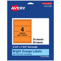 Avery® Printable Rectangle Labels, Sure Feed® Technology, 2-1/4" x 7-3/4", Bright Orange Labels, Print-to-The-Edge, Laser/Inkjet Printable, 80 Total, Great for Candles and Jars 80 labels