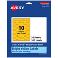 Avery® Printable Wraparound Band Labels, Sure Feed® Technology, 1-1/2" x 3-1/2", Bright Yellow Labels, Print-to-the-Edge, Laser/Inkjet, 200 Total, Great for Soap Labels and Jar Labels 200 labels
