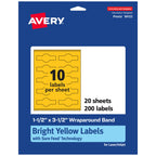 Avery® Printable Wraparound Band Labels, Sure Feed® Technology, 1-1/2" x 3-1/2", Bright Yellow Labels, Print-to-the-Edge, Laser/Inkjet, 200 Total, Great for Soap Labels and Jar Labels 200 labels
