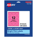 Avery Printable Heart Labels, Sure Feed Technology, 2-9/32" x 1-27/32", Bright Pink Labels, Print-to-The-Edge, Laser/Inkjet Printable, 240 Total, Great for Mailing Seals and Packaging 240 labels