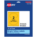 Avery Printable Oval Labels, Sure Feed Technology, 4" x 6", Bright Yellow Labels, Print-to-The-Edge, Laser/Inkjet Printable, 40 Total, Great for Packaging and Candles 40 labels