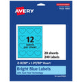 Avery® Printable Heart Labels, Sure Feed® Technology, 2-9/32" x 1-27/32", Bright Blue Labels, Print-to-The-Edge, Laser/Inkjet Printable, 240 Total, Great for Mailing Seals and Packaging 240 labels