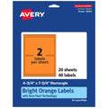Avery Printable Rectangle Labels, Sure Feed Technology, 4-3/4" x 7-3/4", Bright Orange Labels, Print-to-The-Edge, Laser/Inkjet Printable, 40 Total, Great for Shipping and Packaging 40 labels