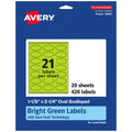 Avery Printable Oval Scalloped Labels, Sure Feed Technology, 1-1/8" x 2-1/4", Bright Green Labels, Print-to-The-Edge, Laser/Inkjet Printable, 420 Total, Great for Candles and Jars 420 labels