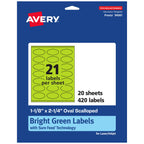 Avery Printable Oval Scalloped Labels, Sure Feed Technology, 1-1/8" x 2-1/4", Bright Green Labels, Print-to-The-Edge, Laser/Inkjet Printable, 420 Total, Great for Candles and Jars 420 labels