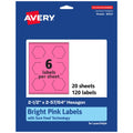 Avery® Printable Hexagon Labels, Sure Feed® Technology, 2-1/2" x 2-57/64", Bright Pink Labels, Print-to-The-Edge, Laser/Inkjet Printable, 120 Total, Great for Cosmetics and Jars 120 labels