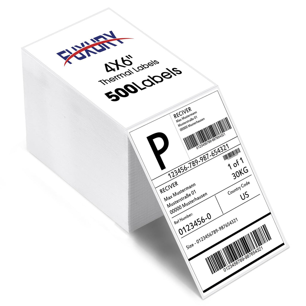 Fuxury Thermal Labels 4x6 500 Labels Fanfold Direct Shipping Label 4x6"-500 Labels