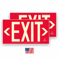 Photoluminescent Exit Signs | Pack of 2 | OSHA-ASTM-ANSI American Standard | Aluminum 14.25" x 7.5" | Weather Proof | NightBright USA Item: NCC-R II