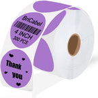 4 Inch Large Purple Circle Thermal Labels, 300 Labels/Roll,Self-Adhesive Round Inventory Stickers, Multi-Purpose Round Roll Thermal Printing Stickers for Business and Domestic Use 4 inch