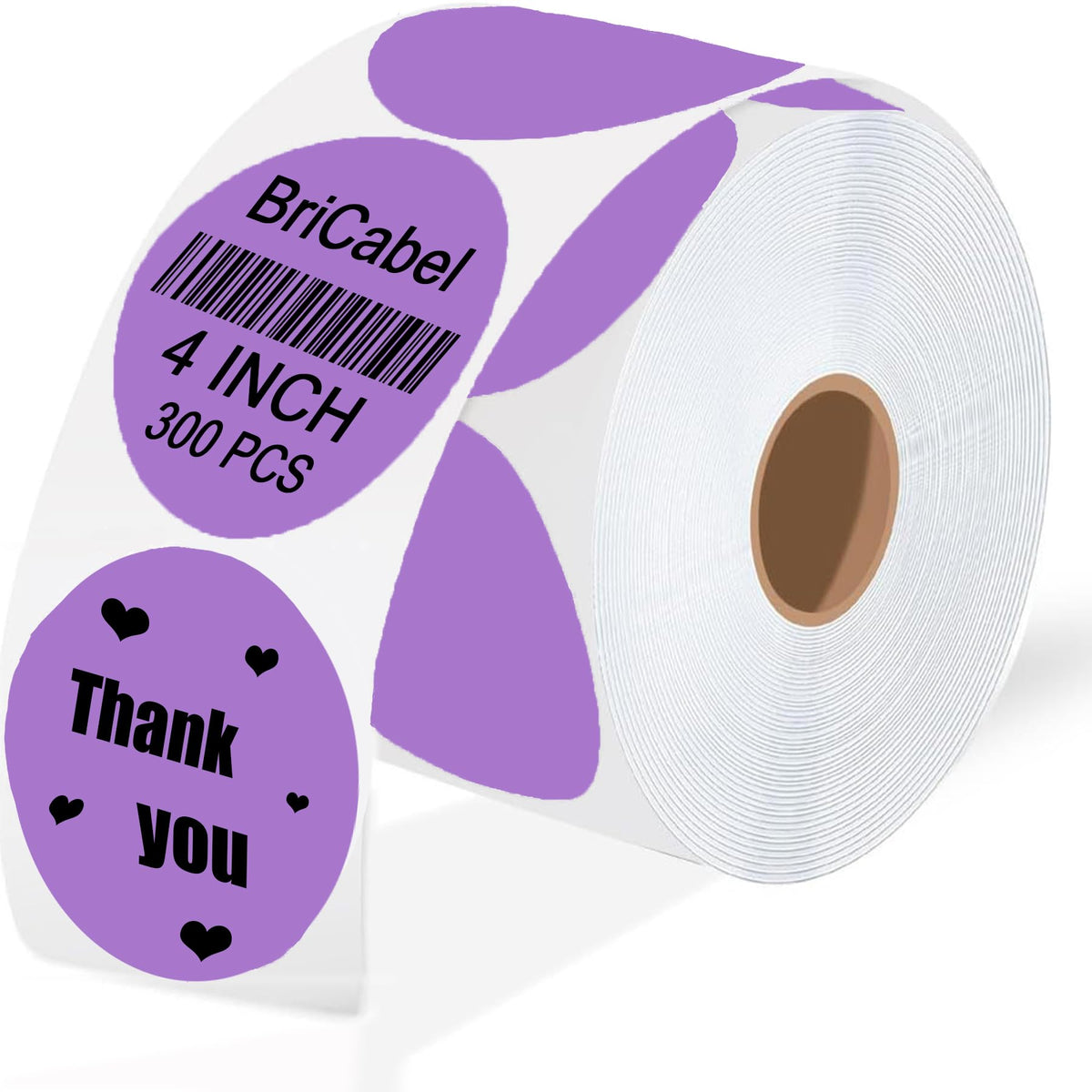 4 Inch Large Purple Circle Thermal Labels, 300 Labels/Roll,Self-Adhesive Round Inventory Stickers, Multi-Purpose Round Roll Thermal Printing Stickers for Business and Domestic Use 4 inch