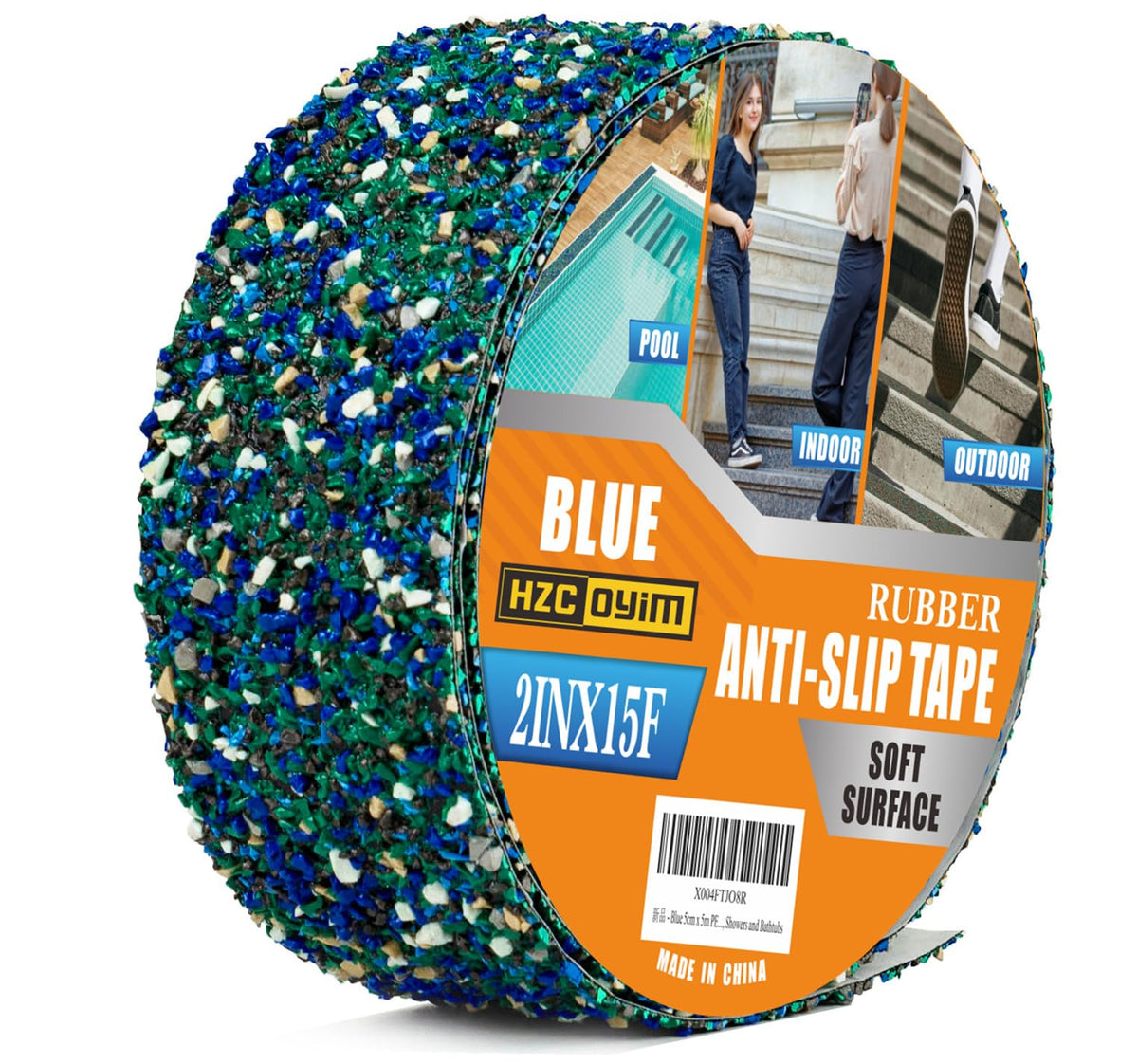 Pool Rubber Grip Tape 2" x 16.5ft - Blue Anti Slip Tape, Step Grips for Pool Sides, Showers, Bathroom,Stairs Outdoor, and Wet Areas 2inches X 16.5feet