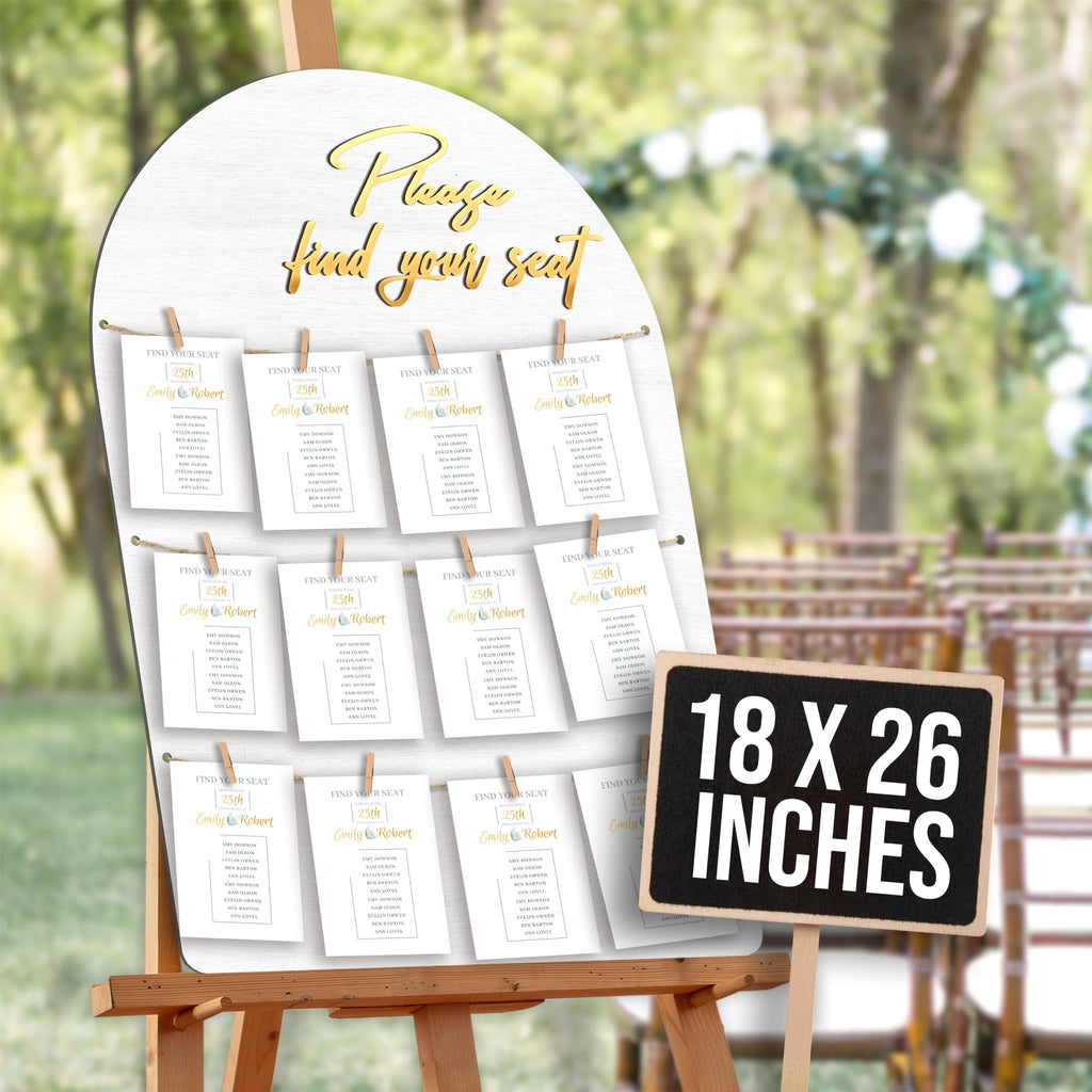 STOFINITY Wedding Seating Chart Board, Wood, 18x26 in, White