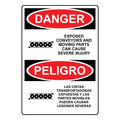 English + Spanish OSHA DANGER Exposed Conveyors And Moving Parts Sign With Symbol Safety Warning Metal Tin Sign (12x16 Inches) 12x16 inches