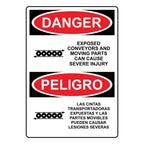 English + Spanish OSHA DANGER Exposed Conveyors And Moving Parts Sign With Symbol Safety Warning Metal Tin Sign (12x16 Inches) 12x16 inches