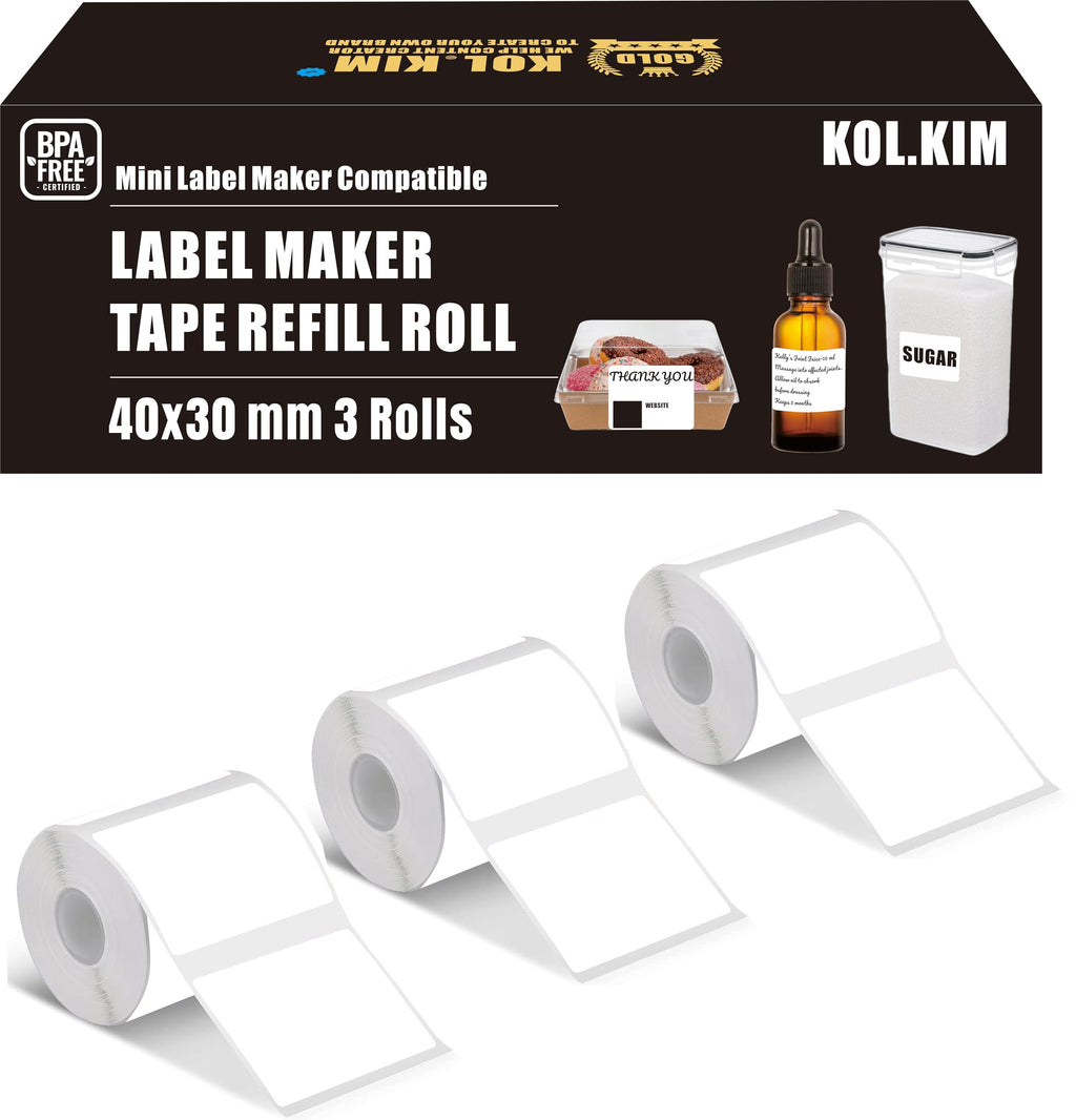 Thermal Labels for N20 Label Maker,1.57"x1.18"(40x30mm) M110 Labels for Phomemo M100 M110 M220 M250 M120 M221 M108 Label Refill for Clabel 221B 40x30 mm 1.57''x1.18'' White 3 Rolls 40x30mm 1.57"x1.18"