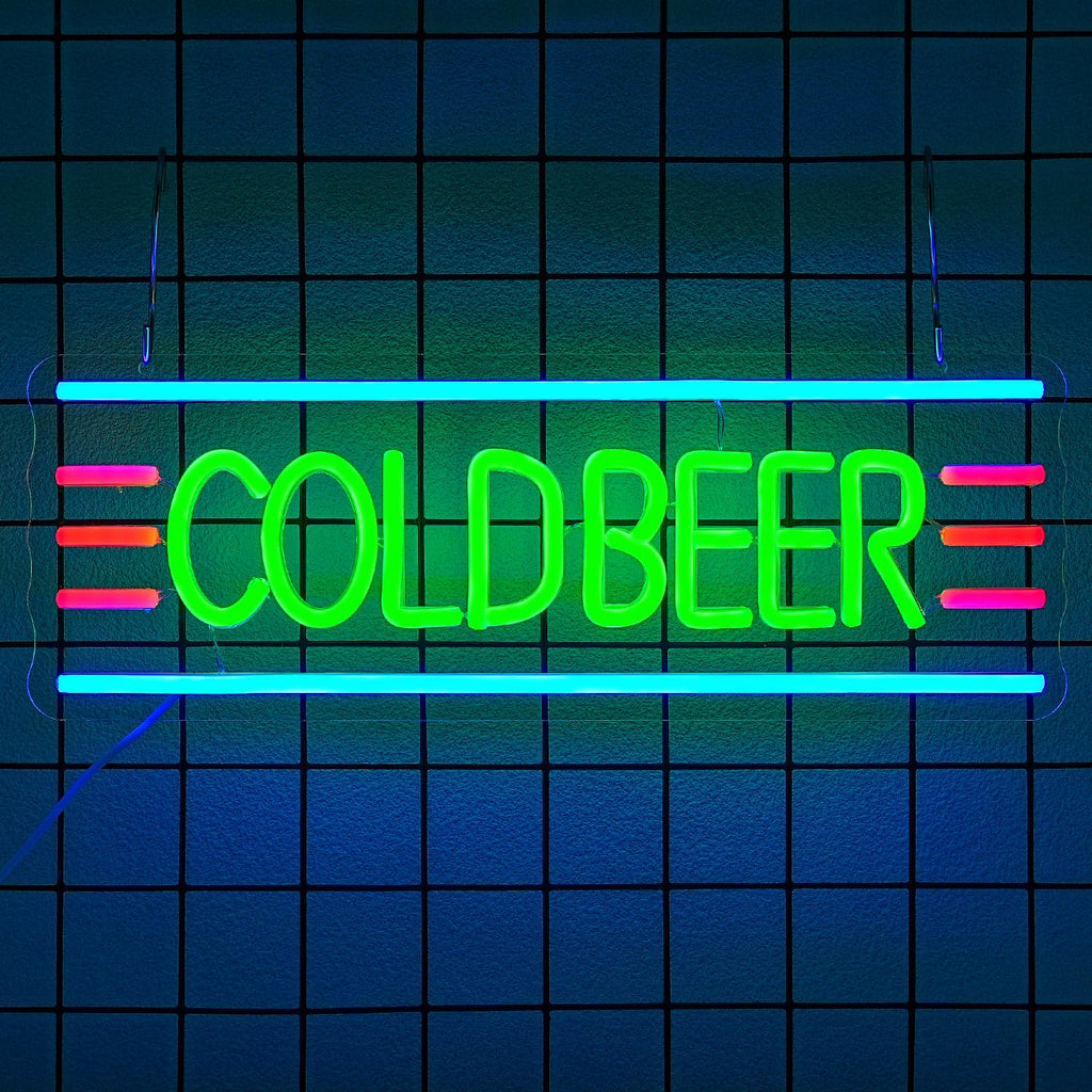 Cold Beer Neon Sign Bar Neon Light Sign for Man Cave Beer Neon Light Sign Letter Led Sign for Pub Bedroom Store Club Bistro Wall Decor Ideal Pick for Dad Husband Men Cold Beer