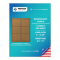 Premium Label Supply Brown Kraft Sticker Labels – 4" x 3.33" – Laser/Inkjet Compatible – (6 per Sheet), 25 Sheets – 150 Total Adhesive Labels 150 Labels