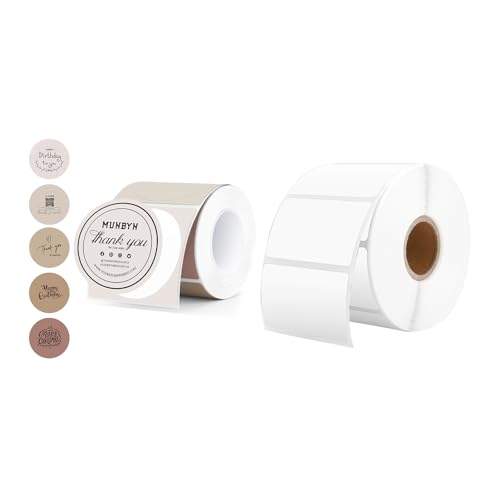 2 Inch Thermal Labels Round+2 Inch Transparent Circle Self-Adhesive Waterproof Thermal Label