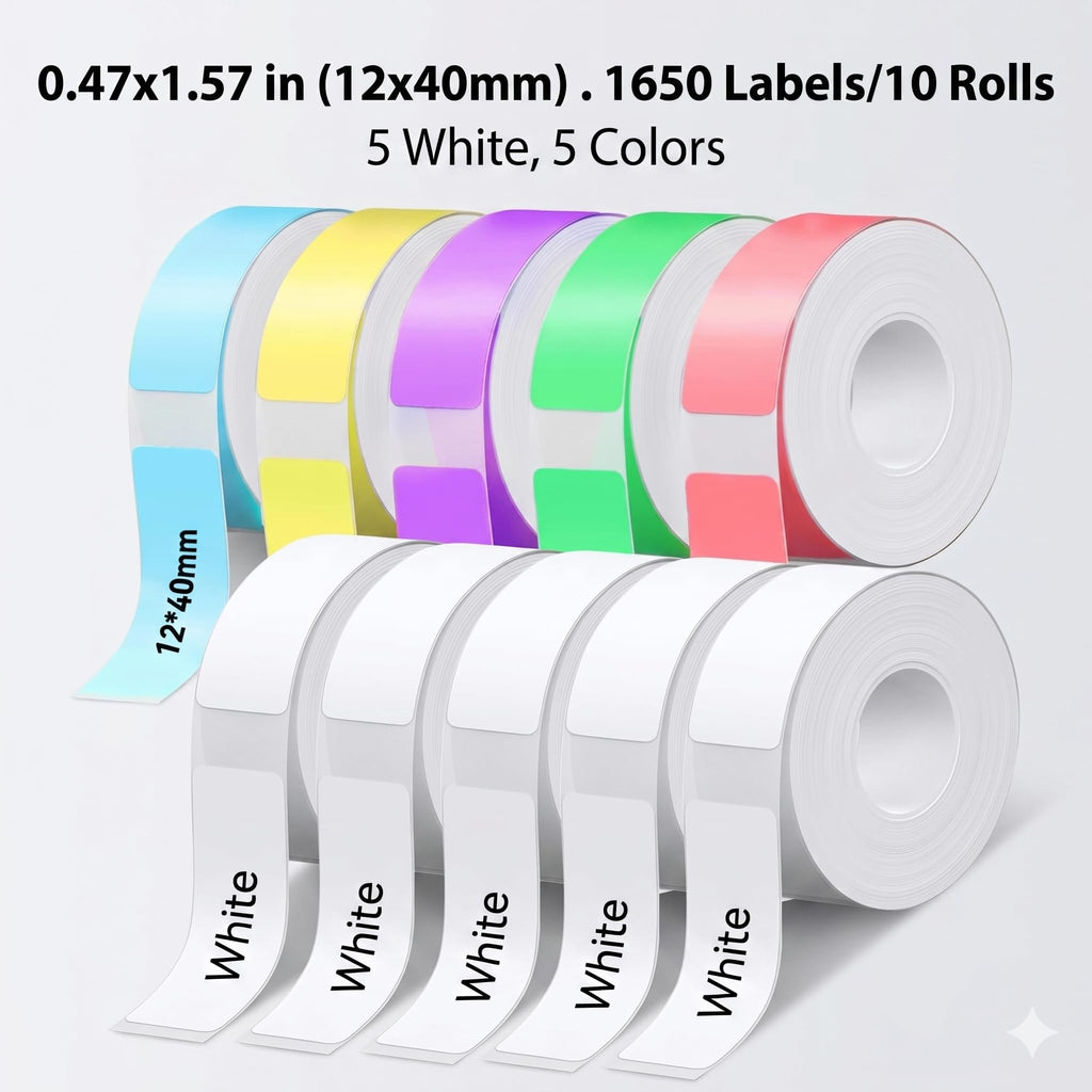 eebbl D30 P15 HP4 Label Maker Tape, 12mmx40mm(0.47"x1.57") School Hotel Office Label Tape， Thermal Label easy to remove, No residue, Waterproof, air-proof, and Scratch-resistant. Avoid Direct Sunlight