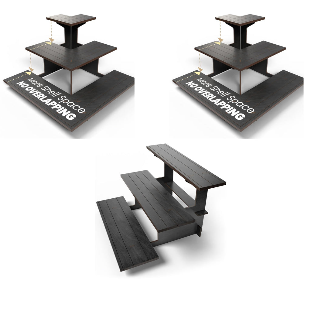 3-Tier Wooden Display Stand Bundle for Vendors, Craft Fairs, Markets, Retail