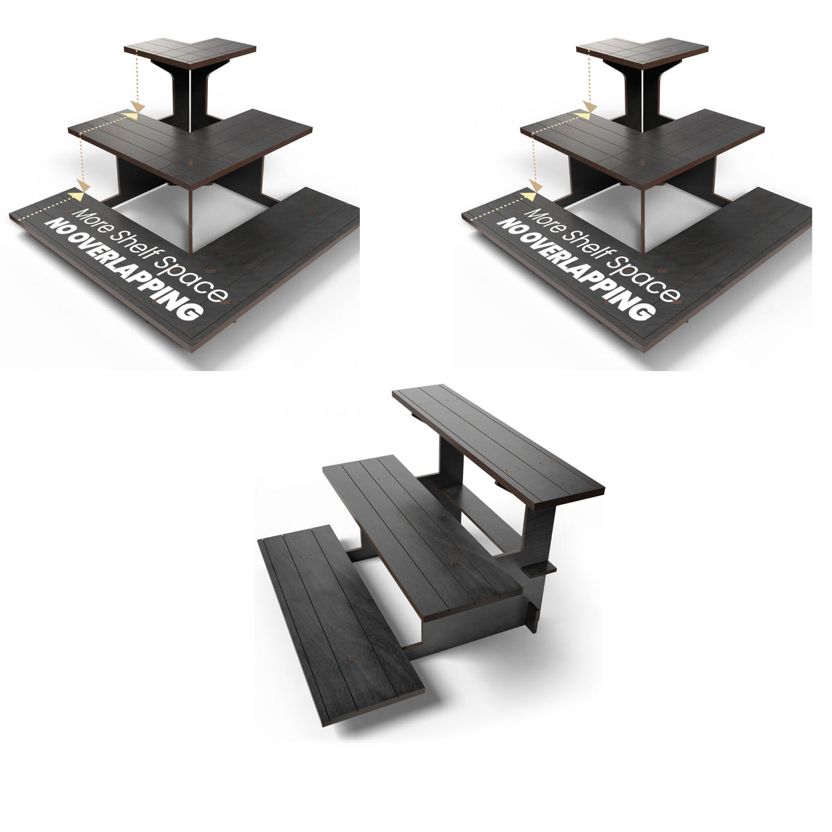 3-Tier Wooden Display Stand Bundle for Vendors, Craft Fairs, Markets, Retail