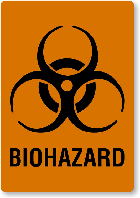 SmartSign (100/Pack) Biohazard Labels with Symbol, 5"x3.5", 4 mil Thick White Polyvinyl Chloride (PVC) with Permanent Adhesive, for Medical/Industrial/Shipping Use, Fluorescent Orange/Black, USA-Made