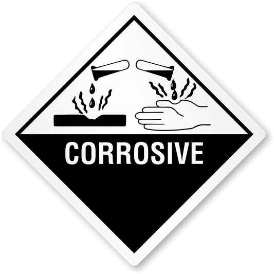 SmartSign Corrosive Labels with Symbol - 500/Roll, 4 x 4 inch Diamond, 4 mil Vinyl with Permanent Adhesive, Hazmat Shipping/Packing/Handling Labels, Black/White, Made in USA