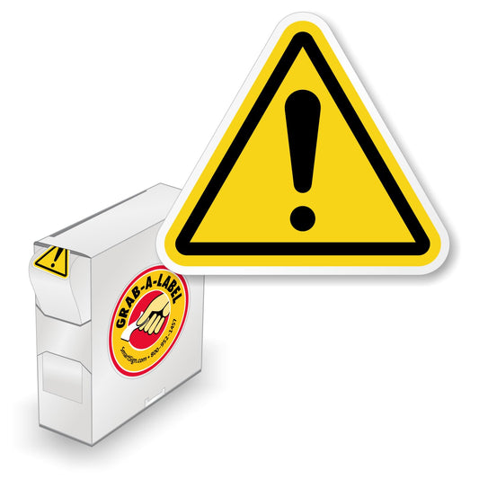 SmartSign (250/Pack) ISO W001 General Hazard Warning Labels with Exclamation Symbol in Dispenser Box, 0.838" x 0.75", Plastic Labels (Aggressive Adhesive) with Polyolefin Film, Yellow/Black