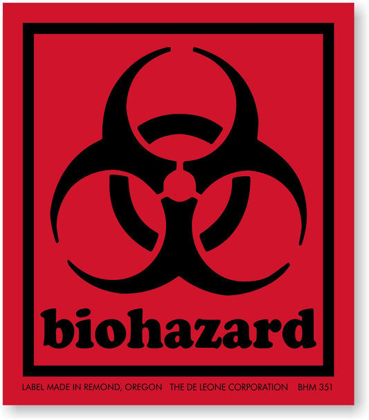 SmartSign Biohazard Labels with Symbol - 500/Roll, 1.75" x 2", Fluorescent Paper Labels with Permanent Adhesive, for Medical, Industrial Use, Deep Orange/Black with Border, Made in USA