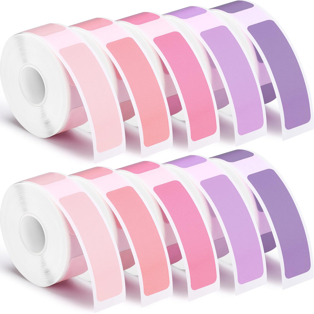 Gersoniel 1600 Pcs Label Tapes Compatible with D30 Label Printer Laminated Labeling Stickers Thermal Labels for Home Office(Pink, Purple,12x40mm) Pink, Purple 12x40mm