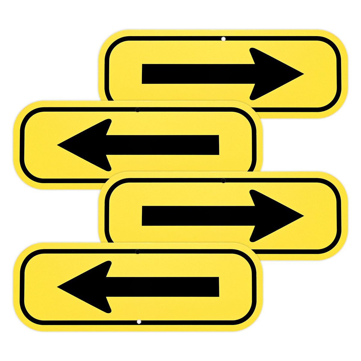 M METERXITY 4-Pack Black Arrow Signs 10x3.5" Aluminum, Yellow on Black Yellow/Black