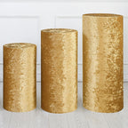 uxcell Set of 3 Cylinder Spandex Stand Cover Gold Tone Velvet-L/XL/XXL