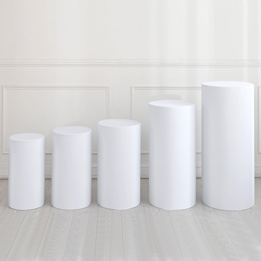 uxcell Set of 5 Cylinder Spandex Stand Cover White S/M/L/XL/XXL