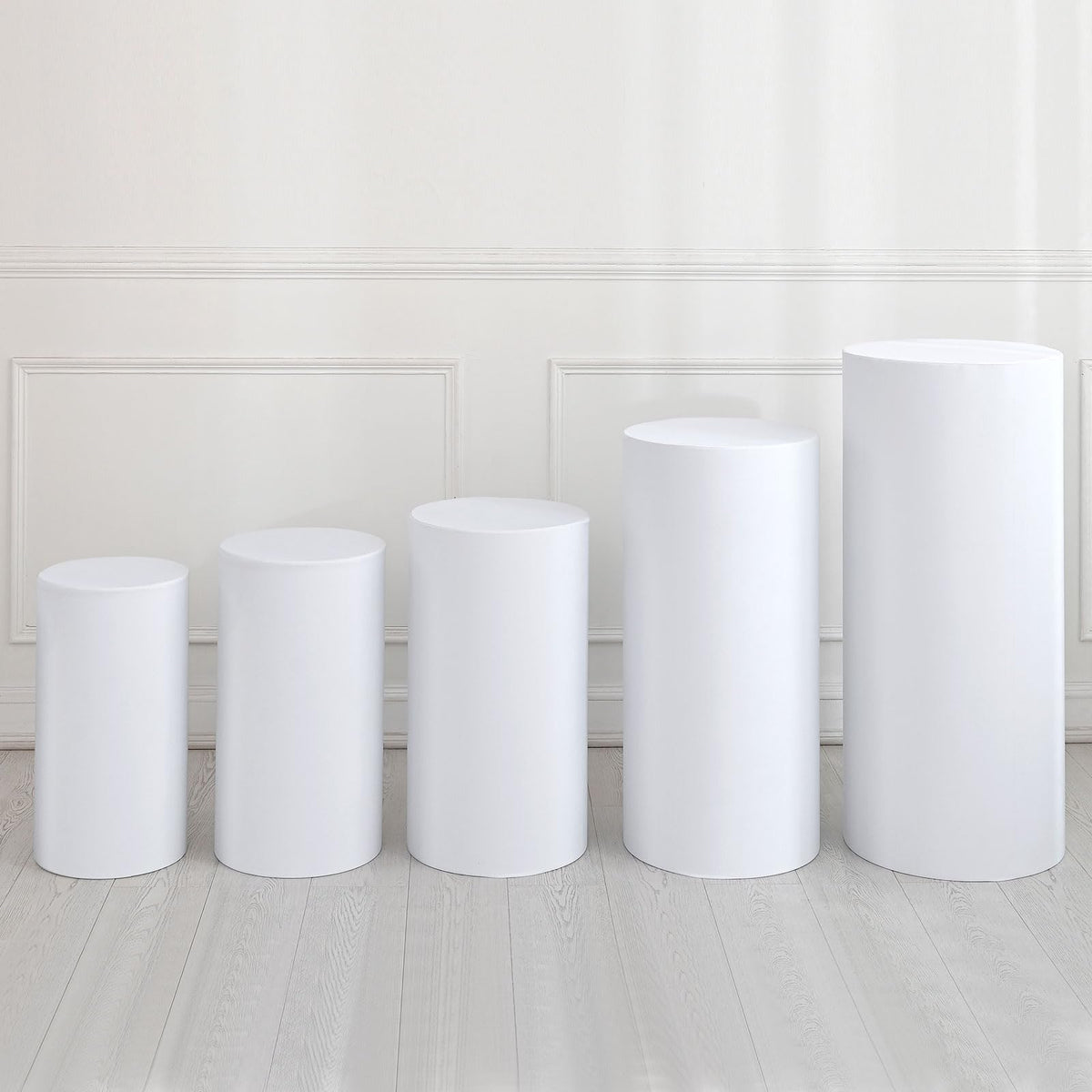 uxcell Set of 5 Cylinder Spandex Stand Cover White S/M/L/XL/XXL