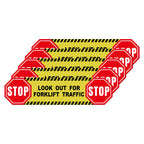 5 Pack Stop Look Out for Forklift Traffic Stickers 24 × 6 Inches 5 Pack