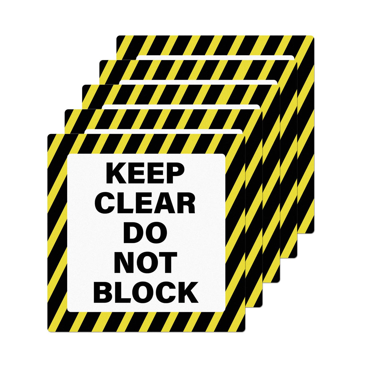 5 Pack Keep Clear Do Not Block Stickers 17 × 17 Inches