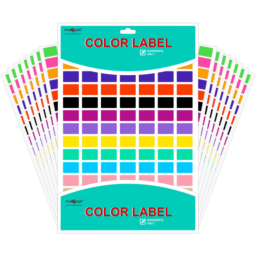 PARLAIM Pack of 1575 Rectangle Color Coding Labels,1/2" x 3/4" Rectangular Stickers in 15 Colors Rectangle Folder File Labels for Office and Home