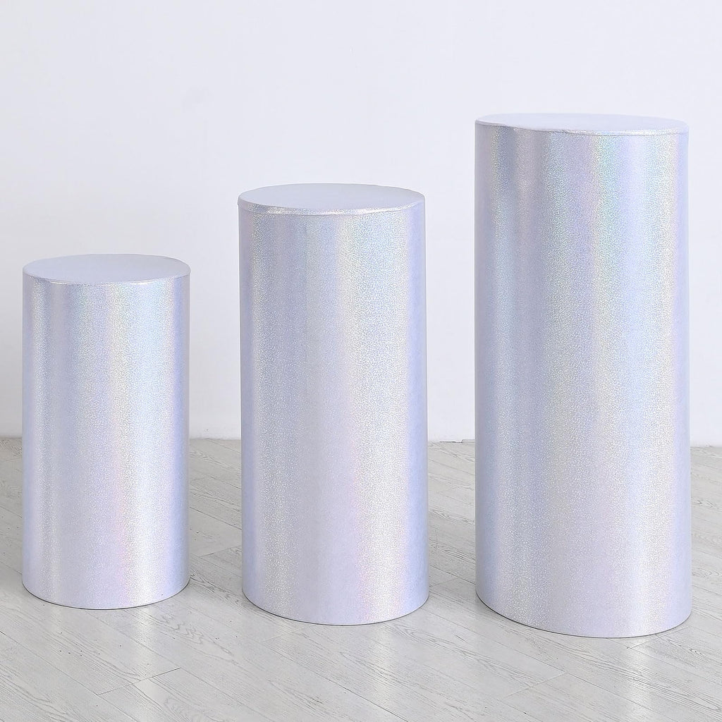 uxcell Set of 3 Cylinder Spandex Stand Cover White-S/M/L