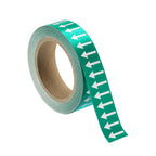 MECCANIXITY Directional Pipe Flow Arrow Adhesive Tape Pipeline Arrow Stickers 1-1/5 Inch x 65 Ft Pipe Identification Marking Labels for Pipe Flow Markers, White on Green White/Green 1-1/5"x65'
