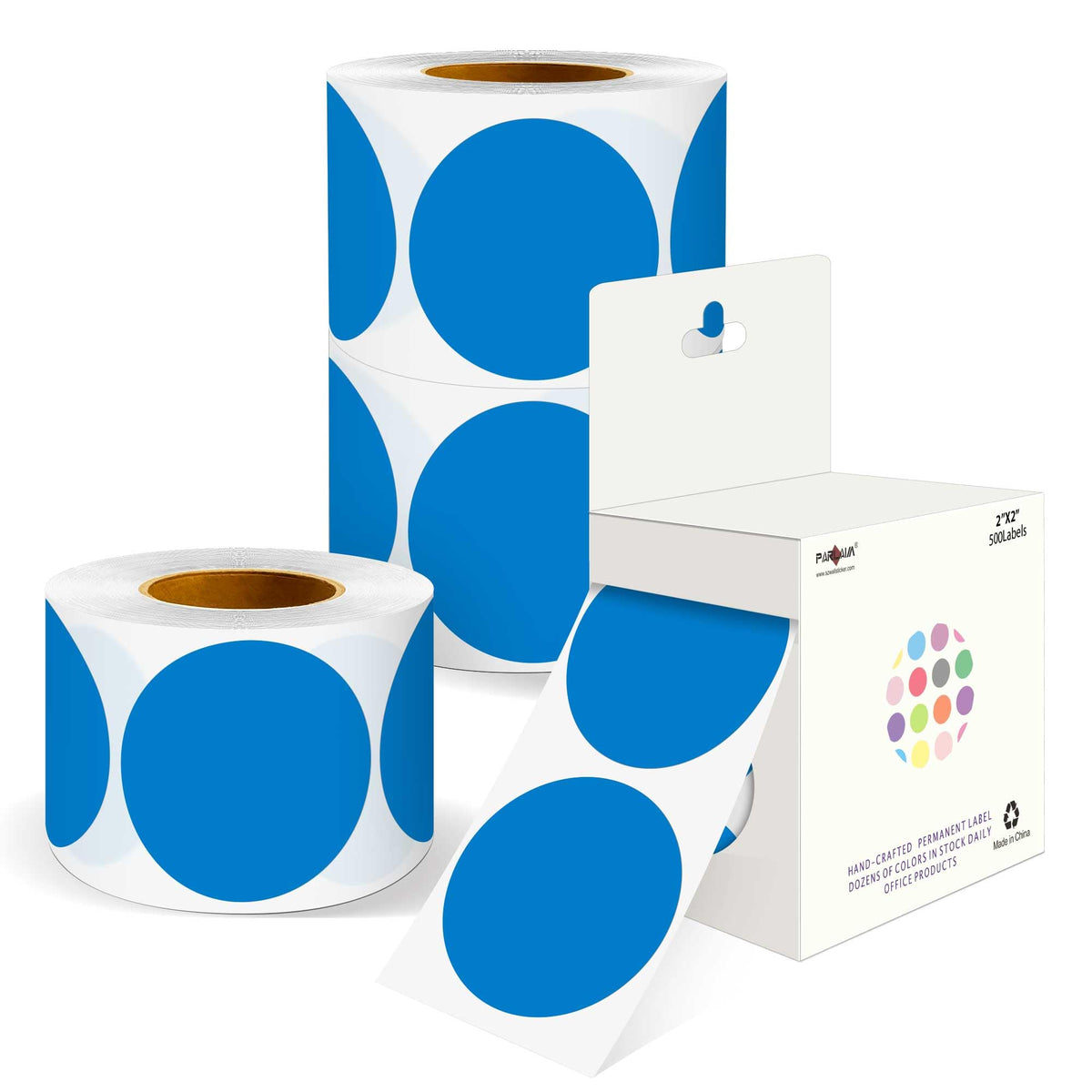 2 inch Round Color-Code Dot Sticker Label, 4 Roll 2000PCS Blue Sticker 4 Rolls-2000PCS