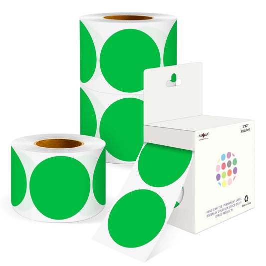 PARLAIM 2 inch Round Color-Code Dot Sticker Labels, 4 Rolls 2000 Adhesive Label Pack in Dispenser Box, Green 4 Rolls-2000PCS