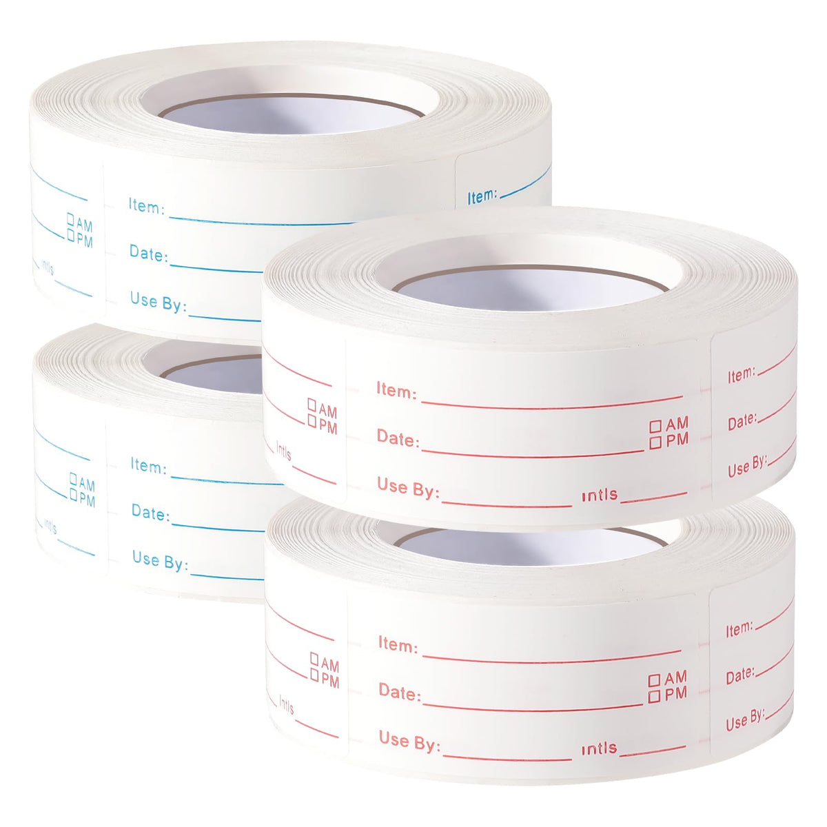 4 Rolls 2000 Pieces Removable Food Labels, 1 x 2 Inch Date Stickers for Freezer, Refrigerator Food Containers - Easy to Write