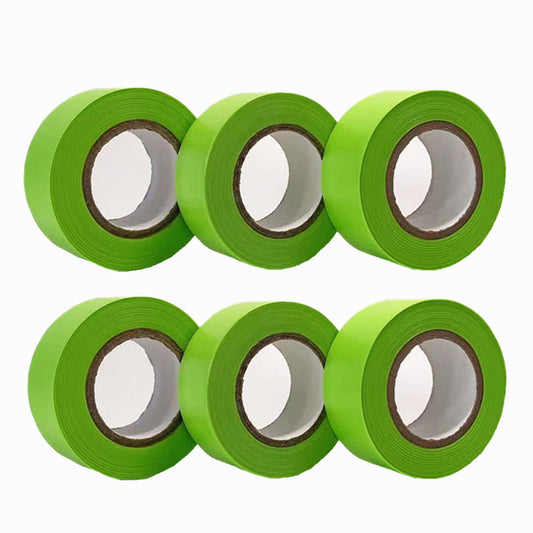 6 Pack Green Flagging Tape, Non-Adhesive Plastic Ribbon Neon Color,1inch*600ft, Survey Tape for Tree Marking, Hunting, Boundaries and Hazardous Areas,Trail Marking 6