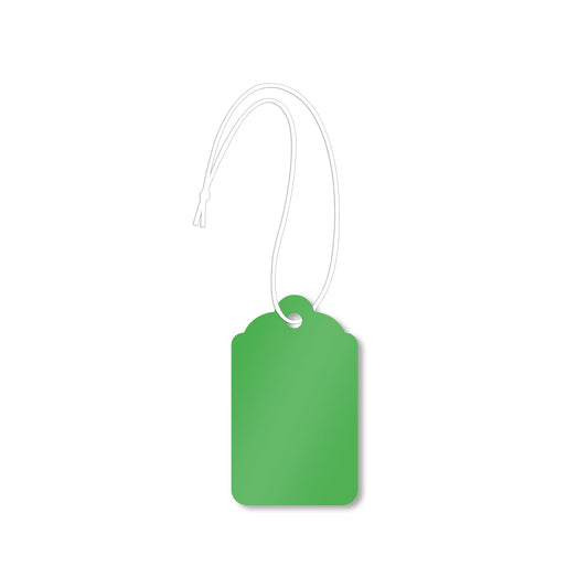 SmartSign (1000-Pack) Green Blank Merchandise Tags with Pre-Attached String, Size #6, 1.875" x 1.25", 13-Point Thick Write-On Cardstock Tags with Scallop Top, Made in USA
