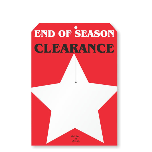 SmartSign (250/Pack) EOS Tag with Slit, 12-Point Thick Write-On Cardstock Merchandise Tags, 5" x 7" Large Price Tags, Red, Black and White with Star Design, USA-Made