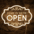 Open Neon Sign 17"x12.6", USB Powered LED Light for Store Decor door-white